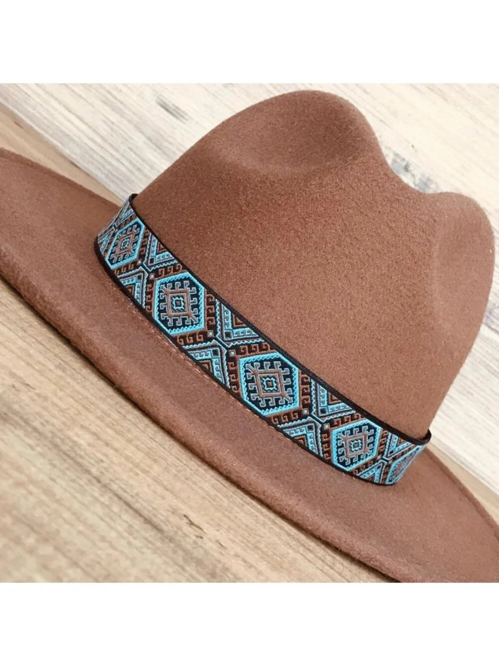 Turquoise & Brown Adjustable Western Hat Band | Cowboy Fedora Accessory for All